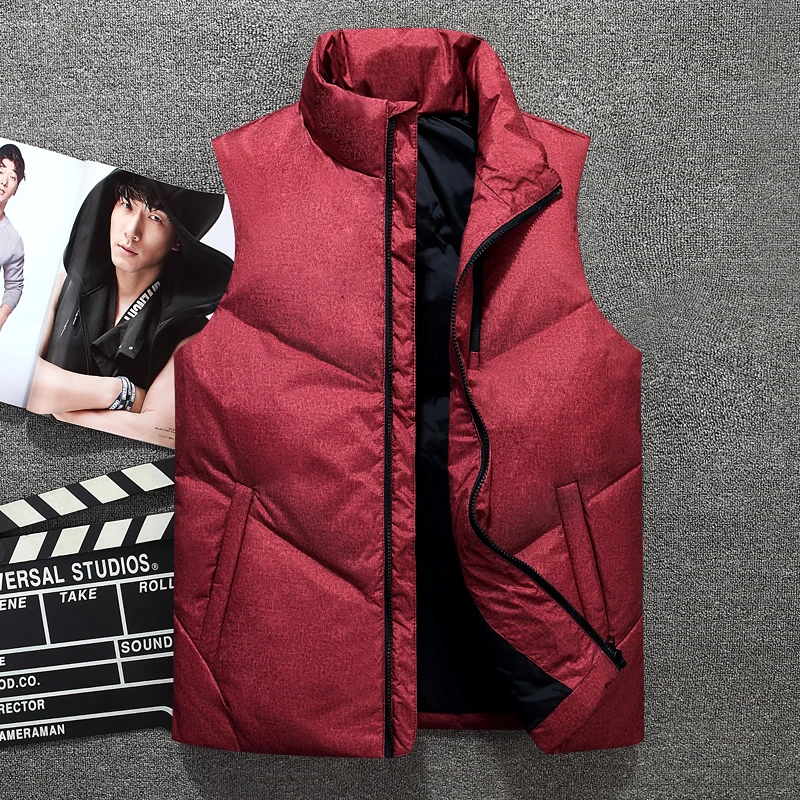 

Mens Winter 90% White Duck Waistcoat Male Stand Collar Fashion Down Vest Men Quality Sleeveless Jacket Outerwear VT-1801