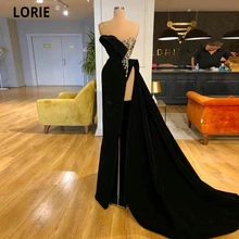 

LORIE Balck Velevt Evening Dresses Formal Prom Party Gowns With Split 2021 Dubai Arabic Abiye Celebrity Dresses