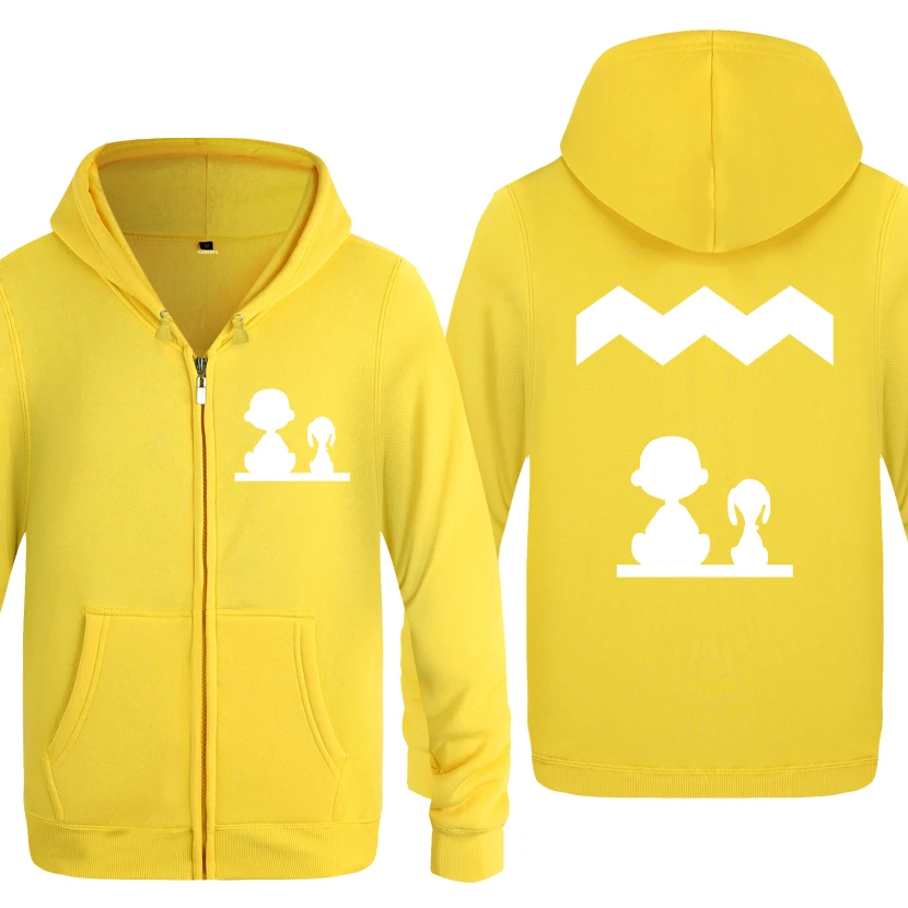 HUAY BAT Peanuts Charlie милый аниме мультфильм толстовки для мужчин мужчин s молния с капюшоном флис толстовки кардиганы - Цвет: HUAY BAT