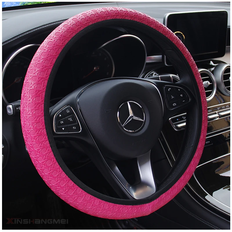Car Steering Wheel Cover OD Shape Leather For Hyundai ix25 ix35 santa fe 2007 2008 2011 2013 santafe solaris - Color Name: 1
