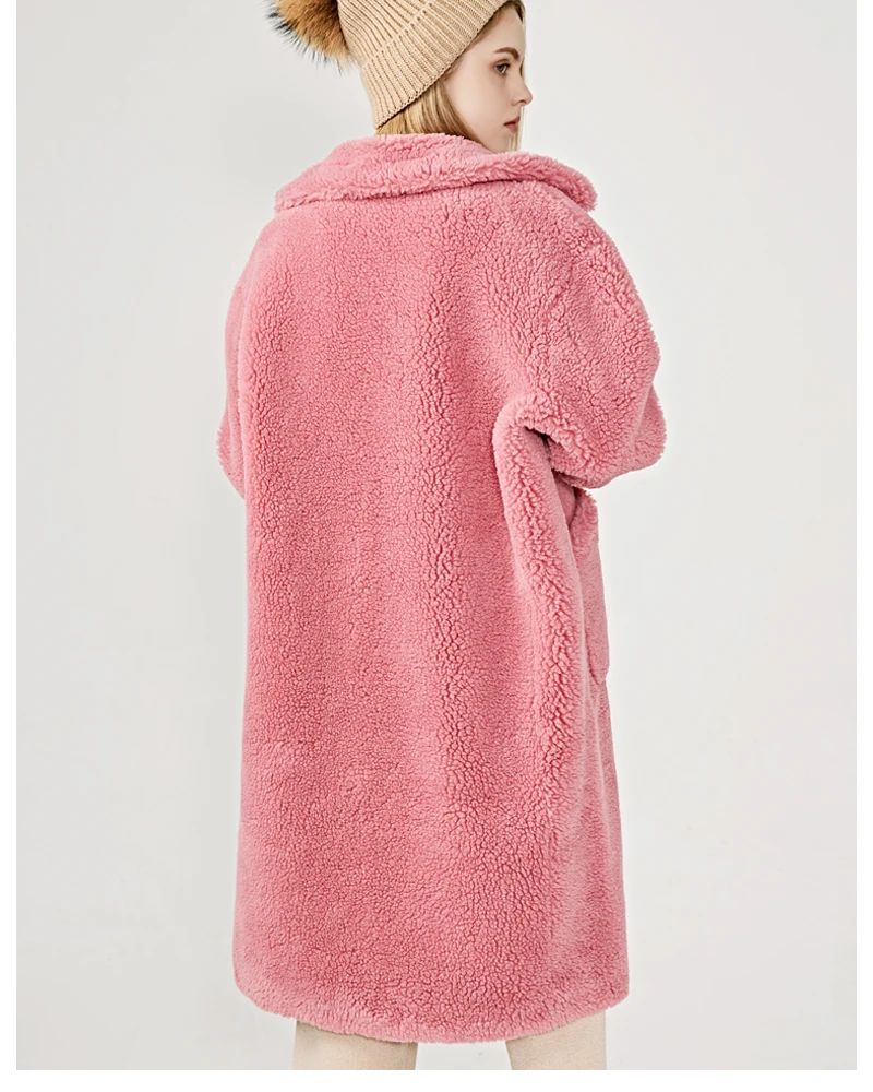 Новинка, зимнее модное женское Шерстяное Пальто, длинное Стильное женское плотное меховое пальто, настоящая женская овечья шуба