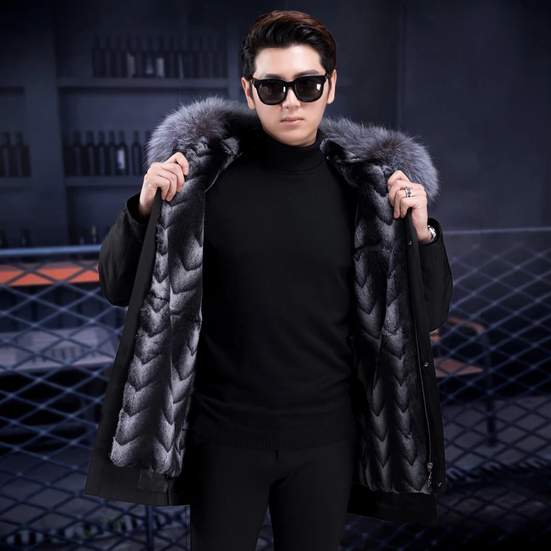 

2019 autumn and winter new fur men's long section to overcome rabbit fur liner warm jacket mink coat