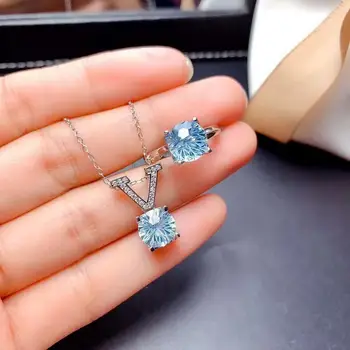 

Real Natural Topaz jewelry set Natural Real Topaz 925 sterling silver 1pc pendant,1pc ring