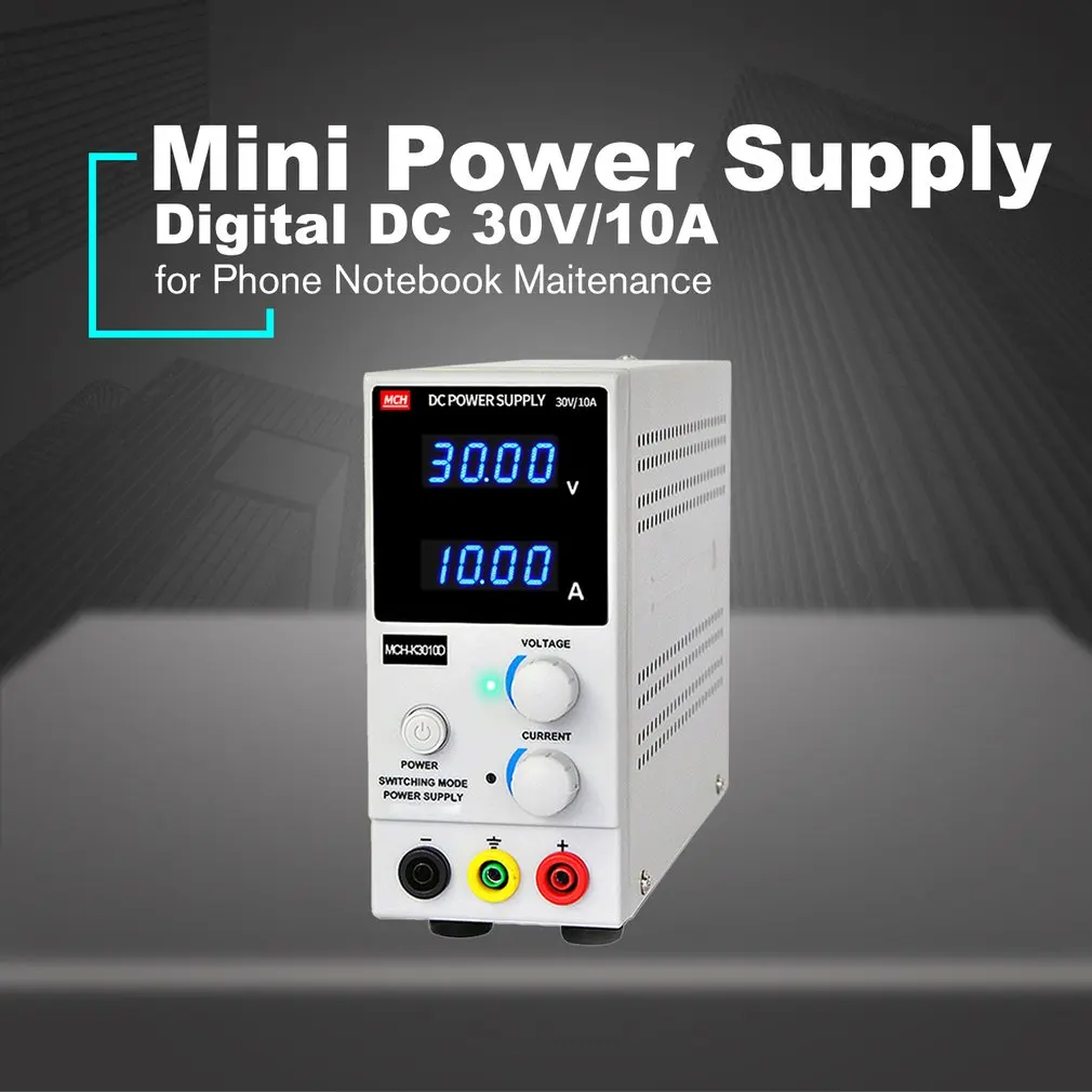 

30V/10A Digital Mini DC Power Supply Current Volt Display Adjustable Switching for Mobile Phone PC Notebook Maintenance