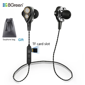 

BGreen Sport Bluetooth Earphones Running Headset Built in MP3 4 Speaker Stereo Earphone Support Hands Free Call SD TF Card