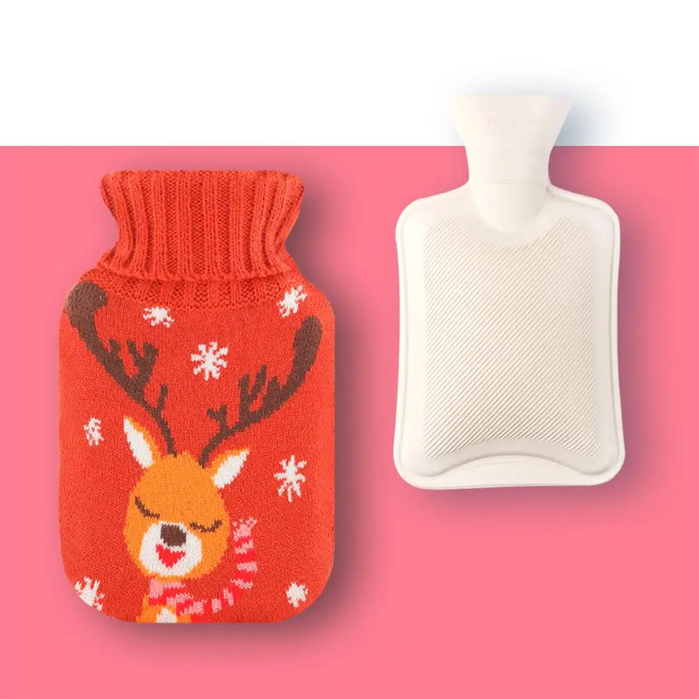 Knitted deer TP FOCUS 1000 мл сумка для горячей воды зимняя грелка для рук чехол с рождественским рисунком+ сумка для горячей воды комплект - Цвет: Knitted deer