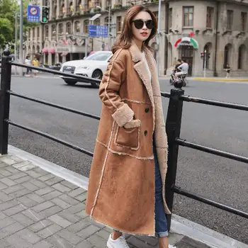 

Fashion Double-Breasted Women Winter Jacket Long Suede Lambs Wool Coat Female Chaquetas Mujer Warm Winter Parkas Outwear C6702