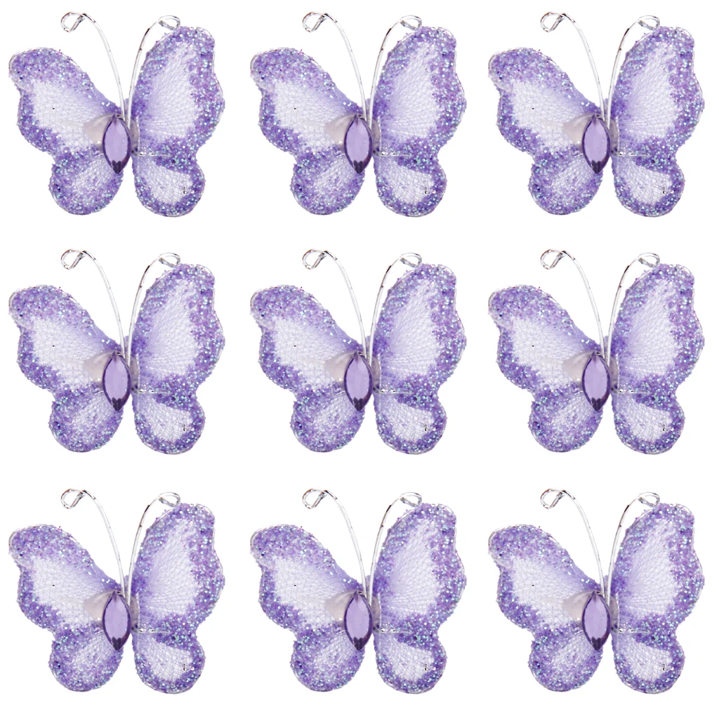  50± Glitter Wired Mesh Stocking Butterfly Wedding Invitations Card Making 3x2cm - 4000128345004