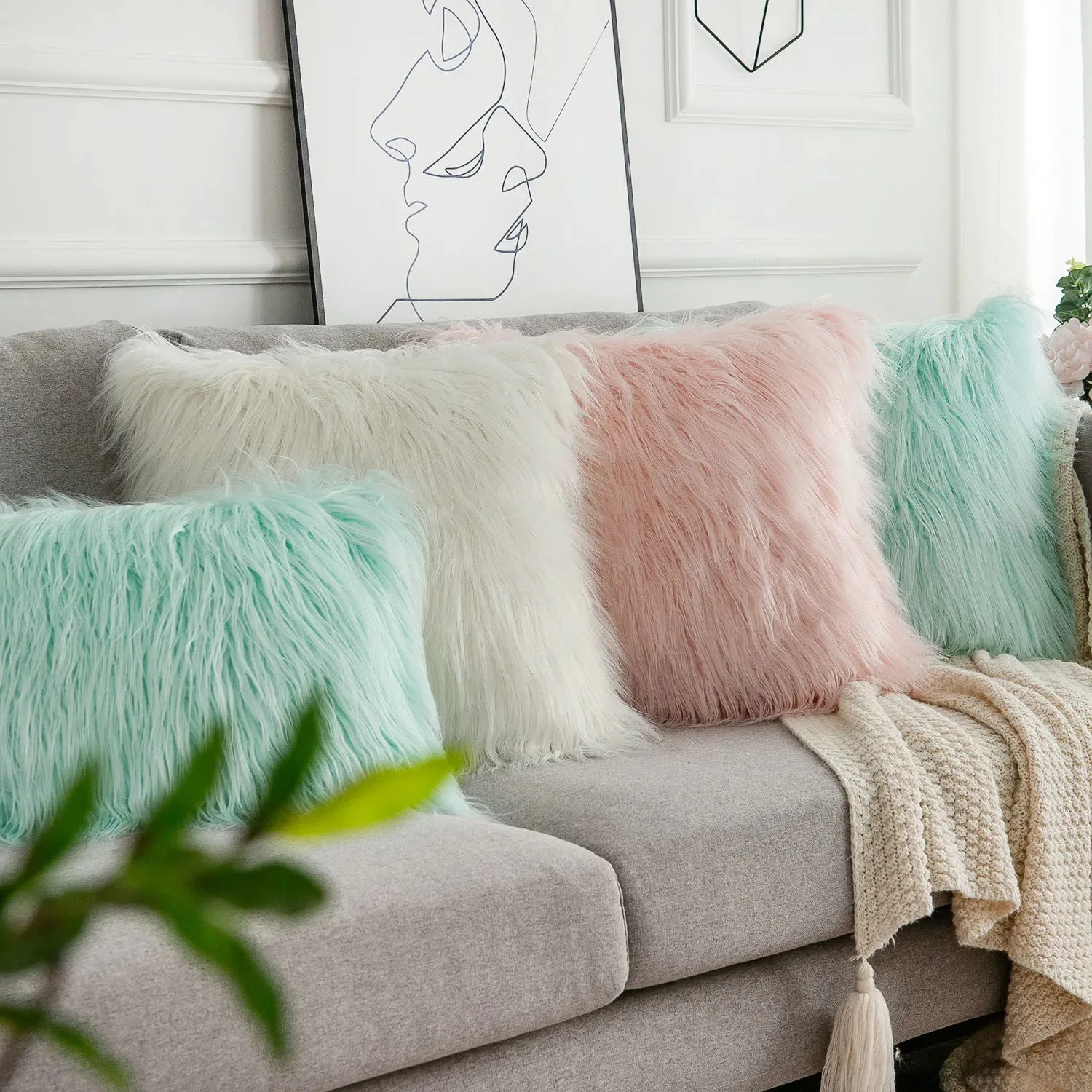 

Plush Cover Candy Color Throw Pillow Case For living room Sofa Car Decorative Pillowcase Pillow Decoration Stylish Comfortable