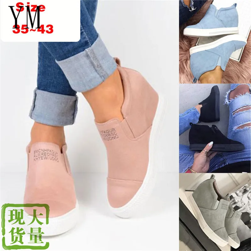 

Sell hot Spring Women Flats Shoes Platform Sneakers Slip On Flats Loafers Thick Heels Wedges Casual Comfortable Shoes