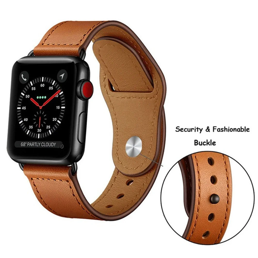 

Leather loop strap For Apple watch band 44 mm 40mm iWatch band 42mm 38mm Genuine Leather watchband bracelet Apple watch 5 4 3 21