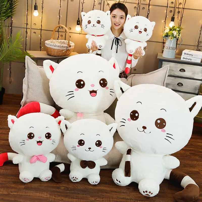 Горячая Распродажа Kawaii Большой лицо галстук/шарф/колокольчик Кот плюшевая