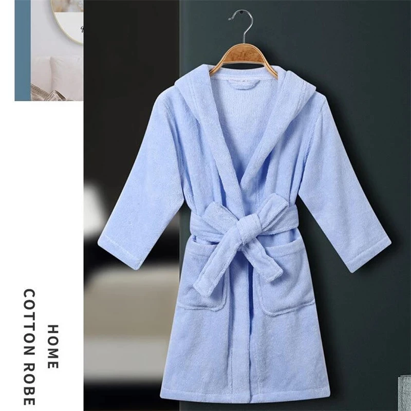 Hooded Children Toweling Terry Cotton Bathrobe Boys Kids Thicken Winter Bath Robe Little Girls Dressing Gown L192 child bathrobe,kids robe