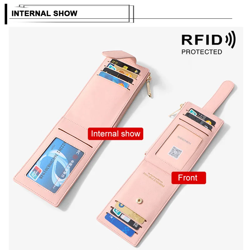 Многофункциональные женские кошельки противоугонные RFID портмоне ID держатель плотная большой вместимости цвет длинный кошелек с молнией женский клатч