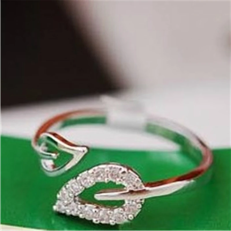 Silver Adjustable Crystal Rings For Women Gold Leaf Ring Engagement Rings Jewellery Women