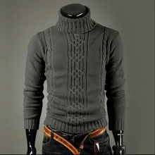 Men Sweater Turtleneck Plus Size Mens Computer Knitted Pullovers Man Clothes Merry Christmas Winter Solid Full