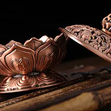 Мини "Тибетский Лотос" разработанный сплав металла бронзы ремесло ладан горелка домашний декор