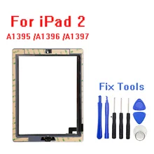 Para ipad 2 tela de toque substituição digitador vidro + botão casa adesivo câmera segurar a1395 a1396 a1397 montagem