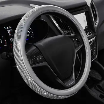 

1PC Steering wheel cover SUV Sparkled Diamond Cover PU Leather Bling 38cm