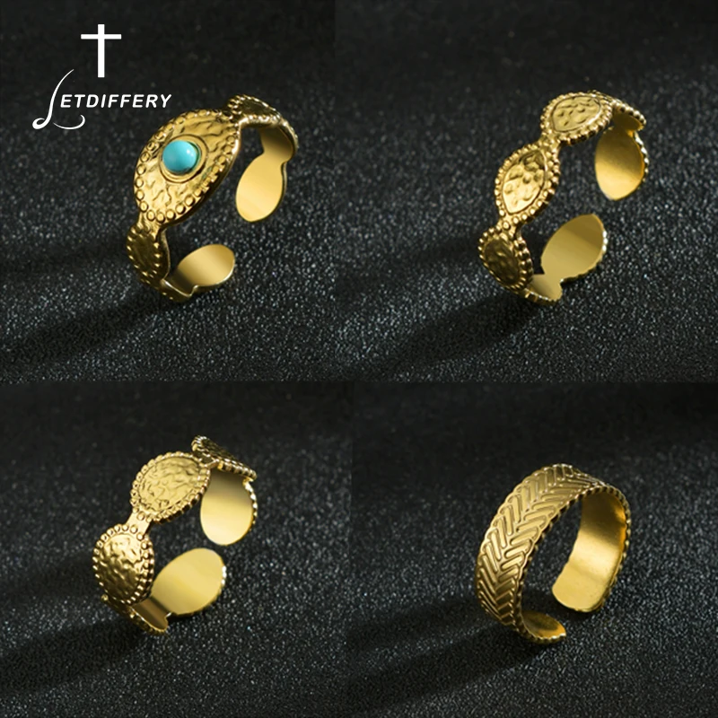 Letdiffery Boho 4 Estilo de acero inoxidable anillos de mujer Vintage geométrica joya de anillo abierto Dropshipping. Exclusivo.