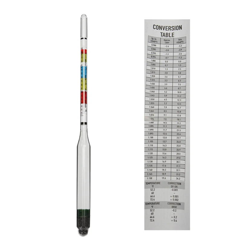 0-20% PAV Glass; 0.99-1.162 SpGr Cole-Parmer Triple Scale Beer and Wine Hydrometer 0-35° Brix 