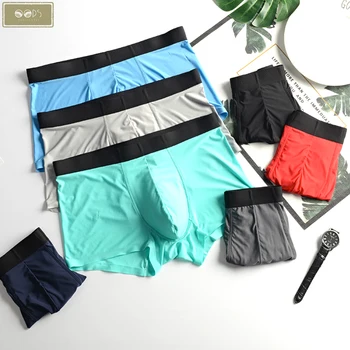 

Male Panties ice silk Men's Underwear Boxers Breathable Man Boxer Solid anti-microbial Underpants quick-drying Brand Shorts