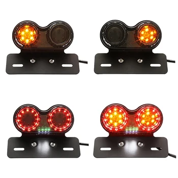 

Modified Motorcycle LED Tail Lights Rear Brake Lights Retro Cruise Car Modified LED Double Round Tail Lights