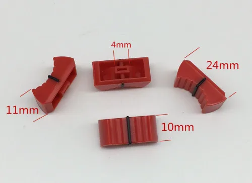 10 шт. красный смеситель затемнения стол прямой скольжения потенциометра Ручка регулятора уровня крышка/крышка нажимной кнопки 4 мм отверстие/фейдер крышка красный 4 мм