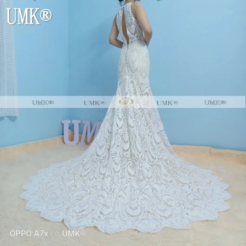 UMK 2020 свадебное платье русалки в стиле бохо шикарное вязаное кружевное Свадебные
