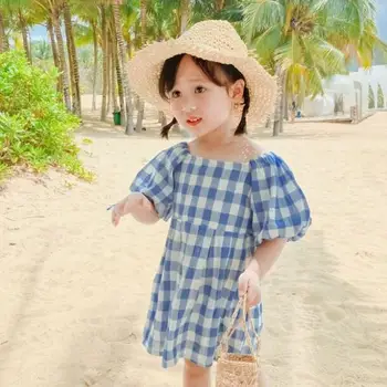 

2020 Korea Style Baby Girls Plaid Dress Summer Kids Girls Dresses 2-7 Years