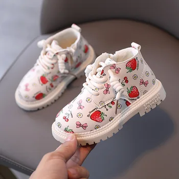 

2020 New Autumn Girls Cute Boots Leather Fashion Kids Short Martin Boots Rubber Sole Comfortable Children's Boots High Quality