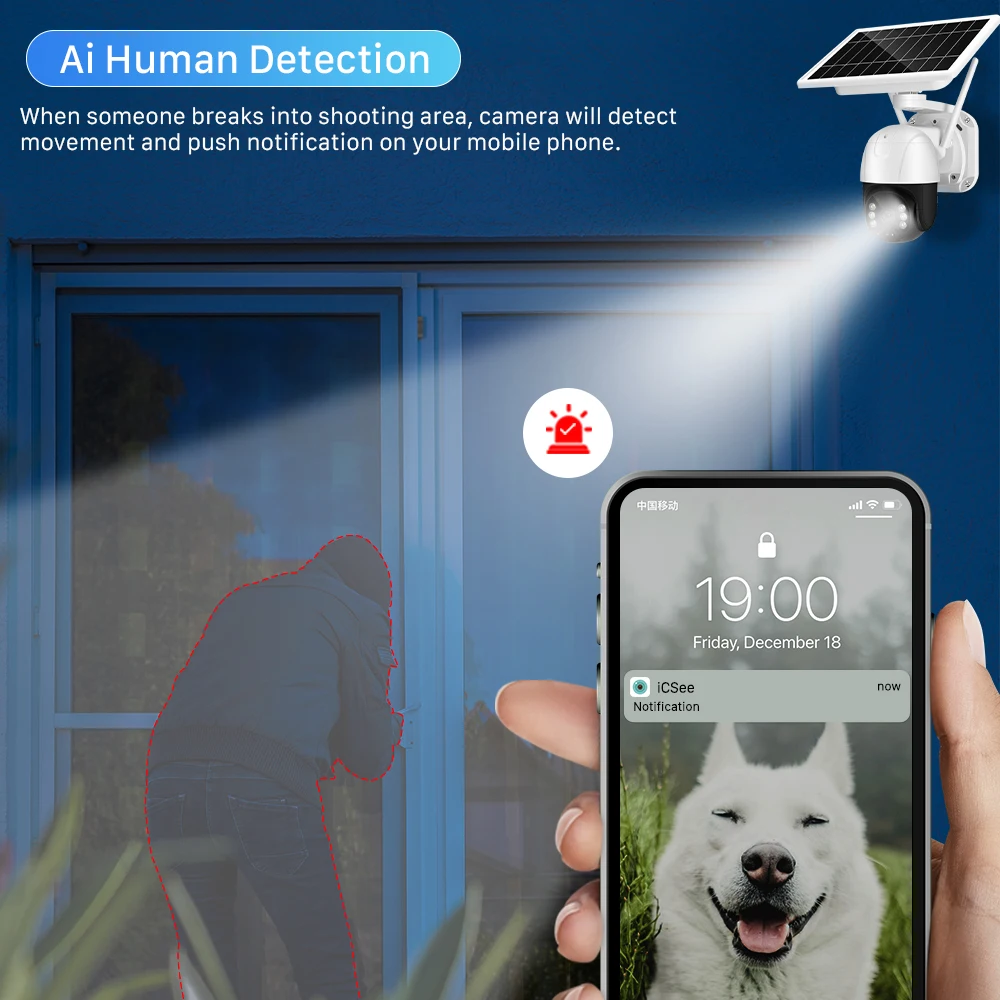 US $92.86 3MP Wifi Solar Camera Outdoor PIR Human Detection Wireless PTZ Camera 30M Color Night Vision 2Way Audio Home Security IP Camera