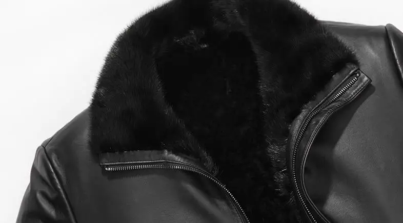 PViviYong 2019 зимняя высококачественная куртка из натуральной кожи, 100% овчина, норковый воротник, шерстяная теплая парка для мужчин D1909142