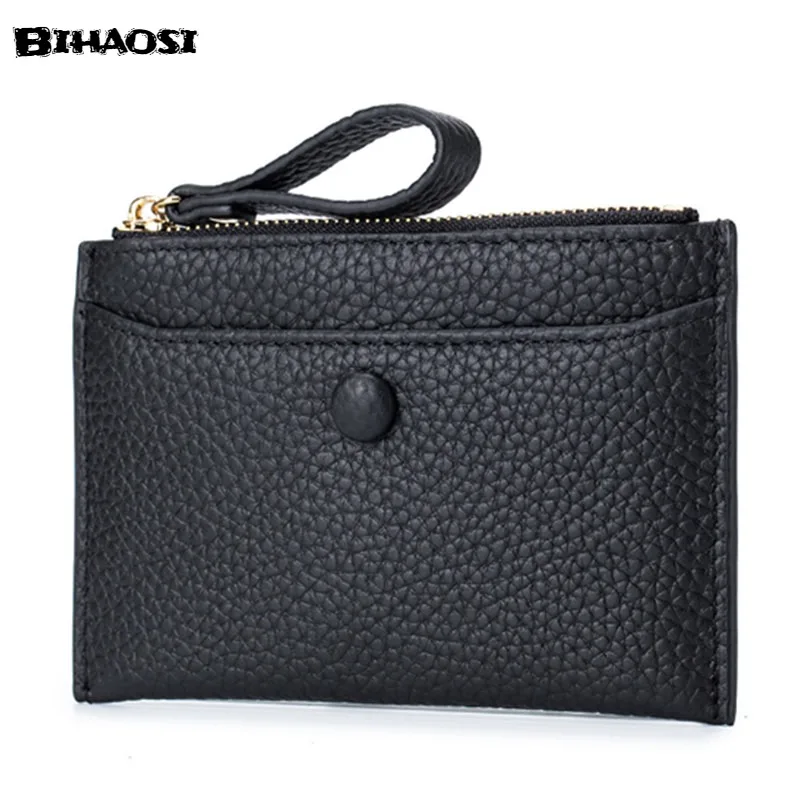 Leather Zero Wallet Small Purse Mini Coin Id Card Driver's License Leather Case Female Card Bag Coin Purse Change Purse On Sale
