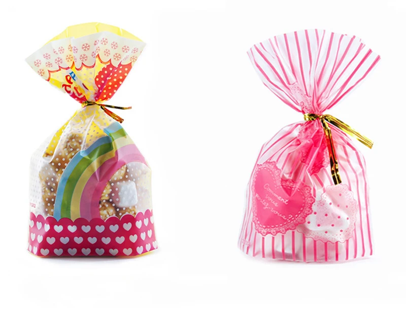 50 шт маленькие пластиковые упаковочные мешки для печенья, мешок для конфет, розовый, любовь, Рождественский, свадебный подарок, сумки для печенья, выпечки, торта, обертка, пакеты