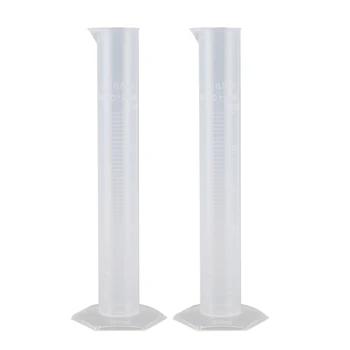 

2pcs 50ml Transparent Plastic Graduated Cylinder Lab Measuring Cup