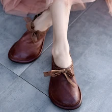 Artmu/Новинка; оригинальная женская обувь на плоской подошве; лоферы; удобная Винтажная обувь ручной работы из натуральной кожи на мягкой подошве; модельные туфли с круглым носком