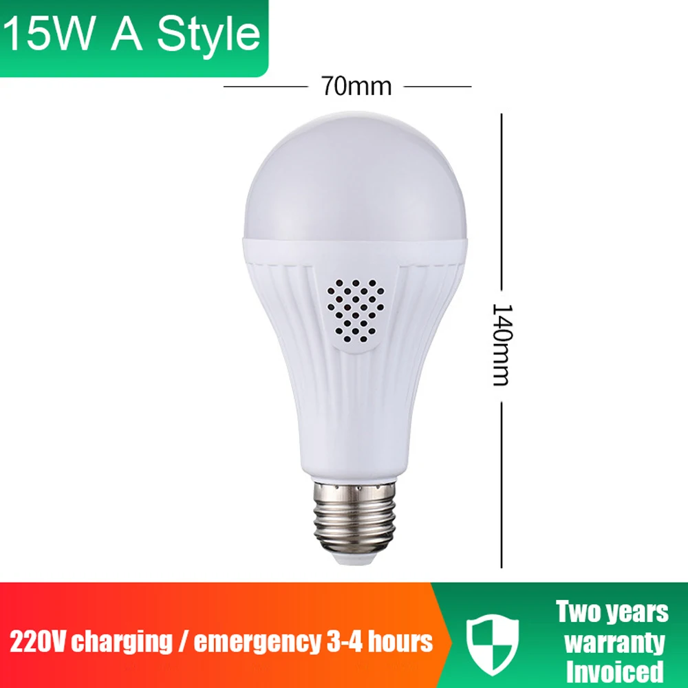 E27 LED Emergency Light 9W 12W 15W Night Market Lamp Intelligent Charging Emergency Light Bulb Rechargeable Battery Lighting 15