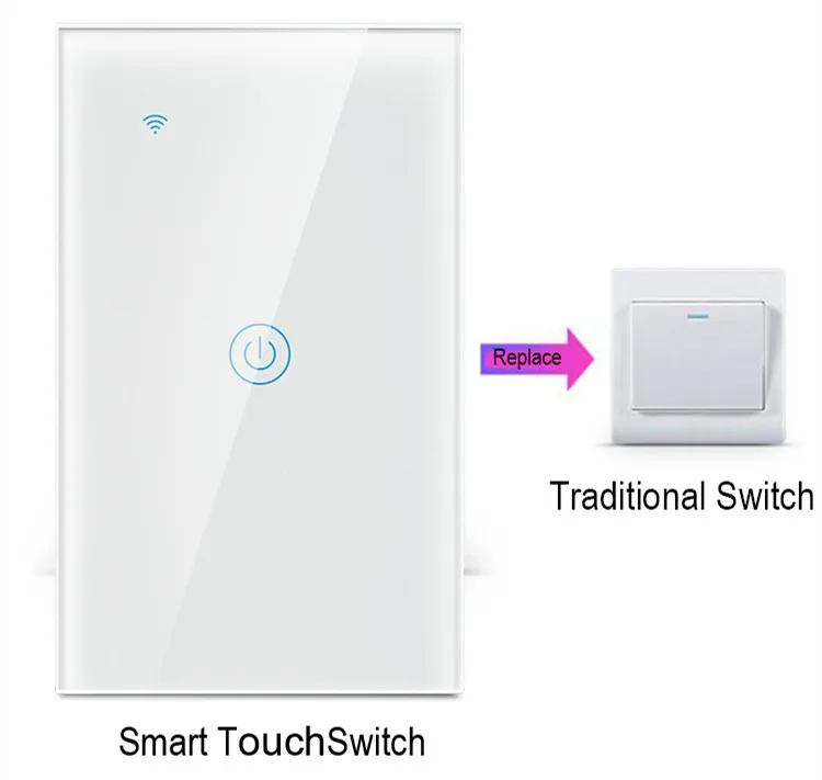 ACCKIP умный светильник, беспроводной настенный сенсорный переключатель, WiFi переключатель, совместимый с приложением Tuya Smart Life для IOS Android, стандарт США