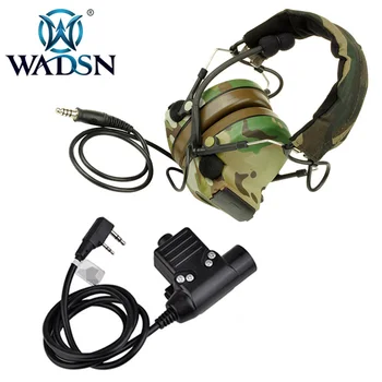 

WADSN Airsoft Military Comtacii Headset Noise Reduction Softair Tactical Headphones With U94 PTT Kenwood Midland WZ041-MC+WZ113