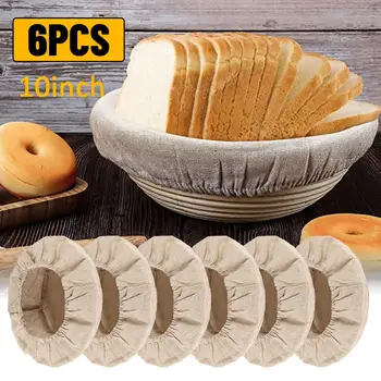 

6PCS 9/10 inches Bread Banneton Proofing Basket Liners Bread Set Cloth Cover Linen Dough Bowl Cover for Bakery Home Baking Tool