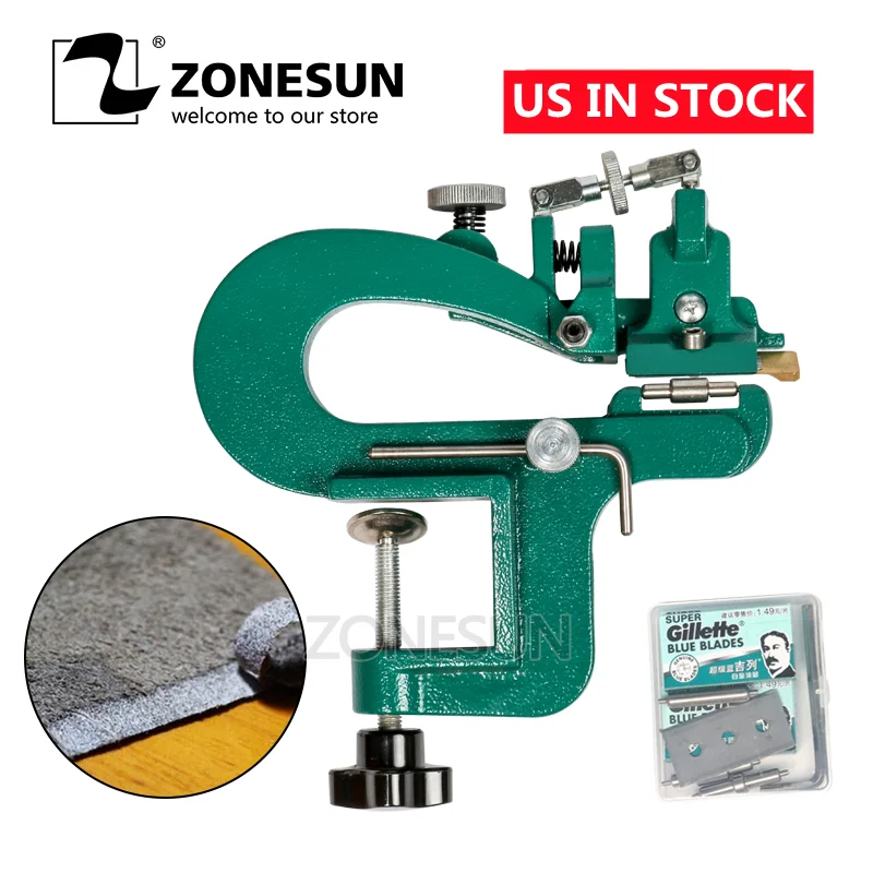 Zonesun Manual Leather Craft Paring Machine Edge Skiving Hand Leather Peeler Tool Leather Paring Device Edge Cut Splitter Skiver