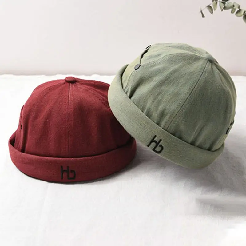 Унисекс без полей Регулируемая Docker Hat Beanie буквы вышивка мыть череп Кепка
