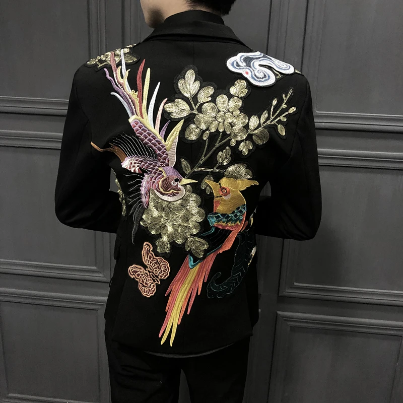 

Single Western Embroidered Designer Man Man's Suit Self-cultivation Trend Embroidery Blazers Masculino High Quality