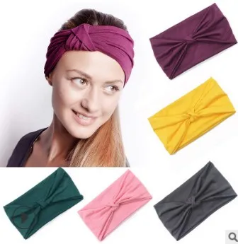 Многоцветный 60 шт/лот DIY простой мульти Ткани Галстук Узел повязки на голову Спорт Йога Эластичный шарф повязка для волос Инструменты для укладки аксессуары HA620 - Цвет: Многоцветный