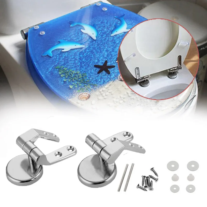 

Replacement Pair of Solid Zinc Alloy Home Toilet Seat Hinges Include Fittings