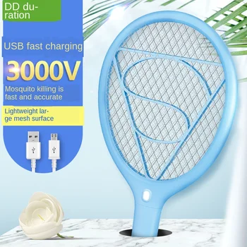 

3000V Electric Insect Racket Swatter Zapper USB 400mAh Rechargeable Mosquito Swatter Kill Fly 3 Network Bug Zapper Killer Trap