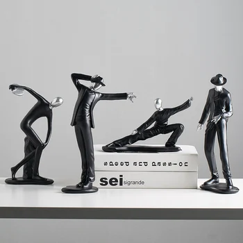 

Nordic Style Creativity Craft Black dancer character Figurines Resin Miniatures Home Decoration Living Room art Ornaments Crafts