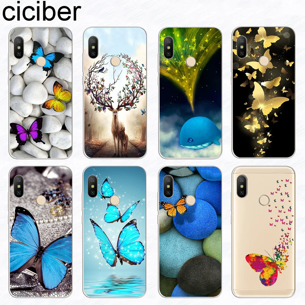 

ciciber Butterfly Whale Phone Case for Xiaomi Redmi Note 7 5 6 4 3 X A Pro Soft TPU Cover for Redmi 6 5 4 3 A X S Plus Pro S2