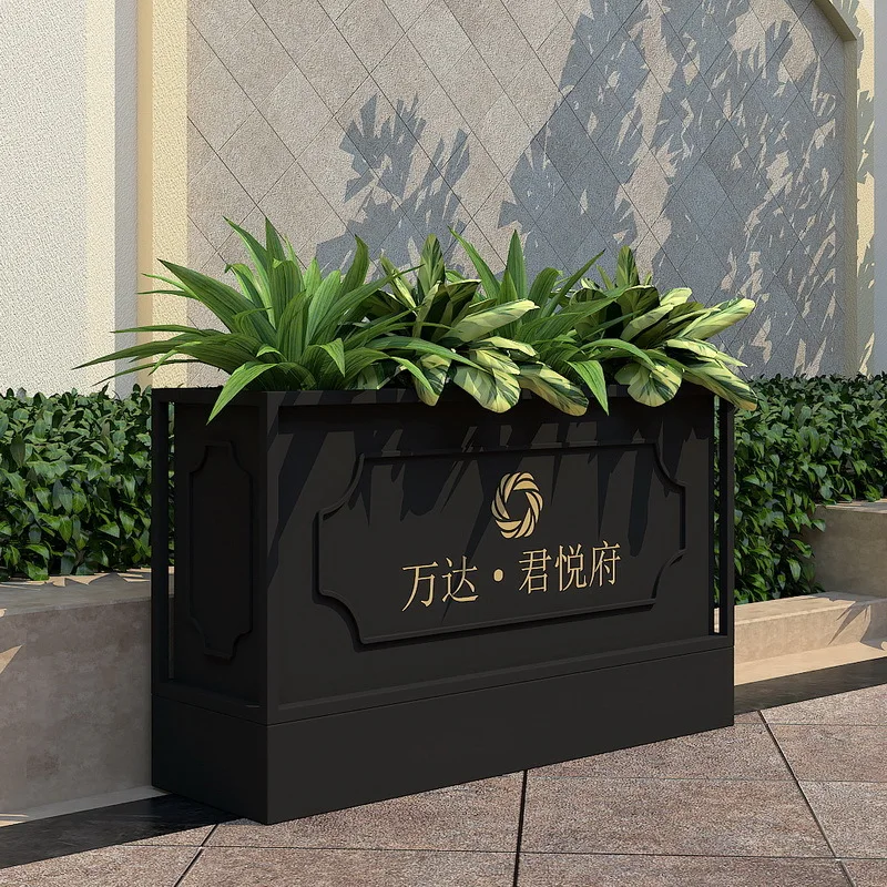 

Outdoor Large Iron Art Flower Box Square Street Rectangular Pergola Flower Rack Cylinder Flower Holder Gardening Planting Plante